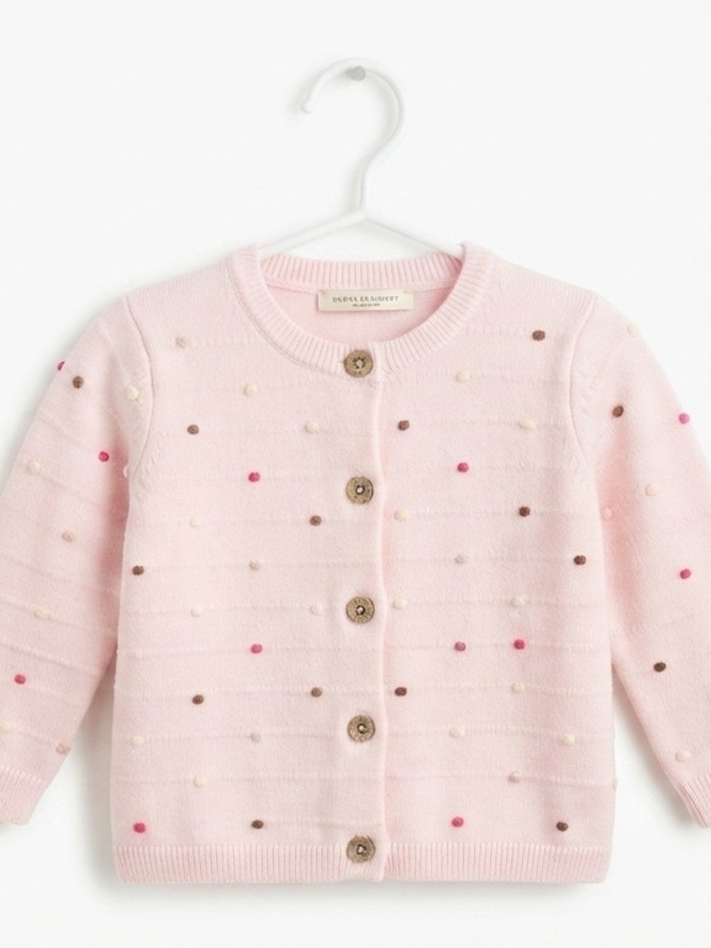 Girls' Light Pink Pom Dot Cardigan - Jacadi